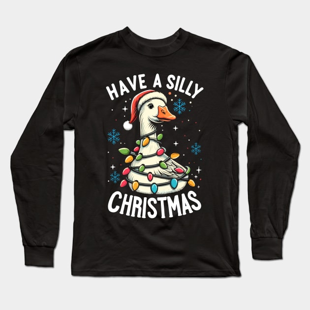 Funny Goose Gift Men Women Kids Silly Goose Ugly Christmas Long Sleeve T-Shirt by KsuAnn